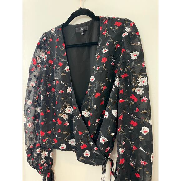 Lulus Feminine Romantic Holiday Wrapped in Blooms Floral Balloon Sleeve Top‎ M - Picture 11 of 13
